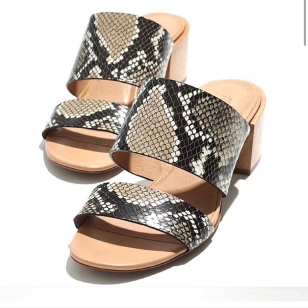 Madewell Kiera leather snake print heeled mule sandal size 9